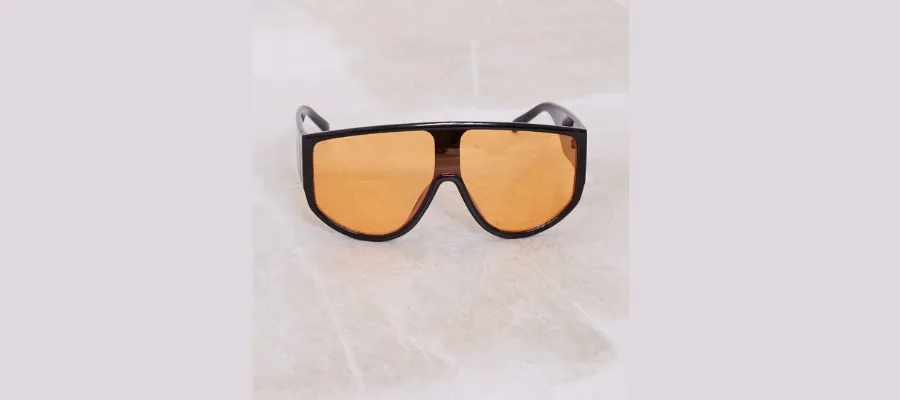 Black With Orange Lens Oversized Visor Sunglasses