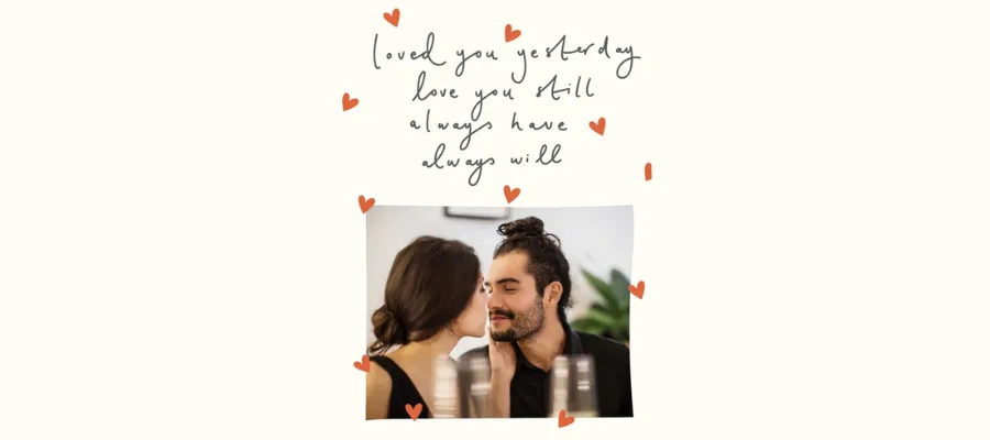 Handwritten Typography With A Photo Frame Surrounded By Hearts Valentine's Day Photo Upload Card