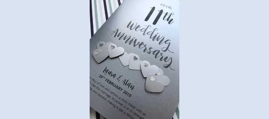 Steel 11 years wedding anniversary card