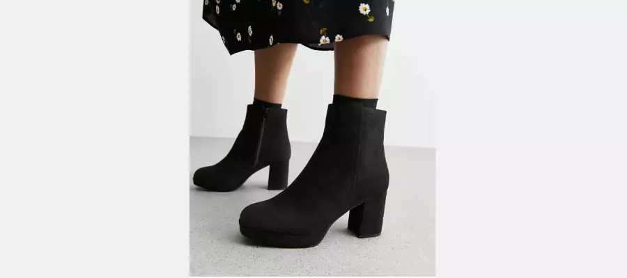 Heeled black ankle boots