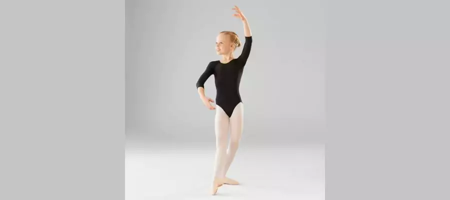 Girl's ballet long sleeve maillot black