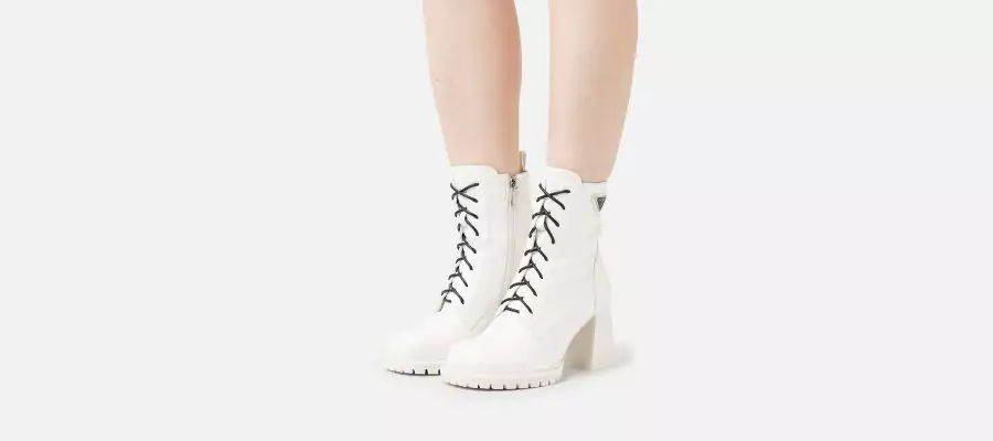 White Lace Up Ankle Boots