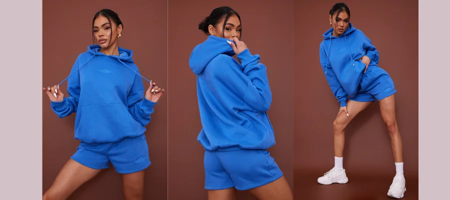 Blue Graphic Oversized Hoodie