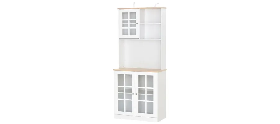 Homcom Kitchen Cabinet with Shelves and Glass Doors for Kitchen