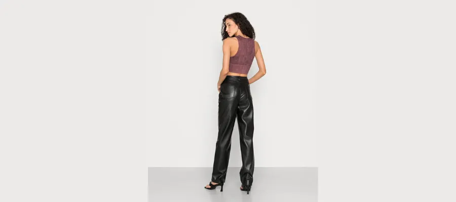 NA-KD High Waisted Patent Leather Pants In Black