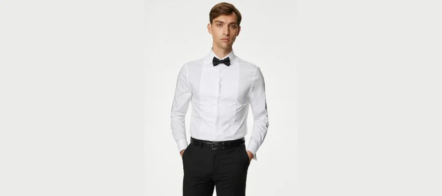 Tailored Fit Dress Shirt With Bow Tie 