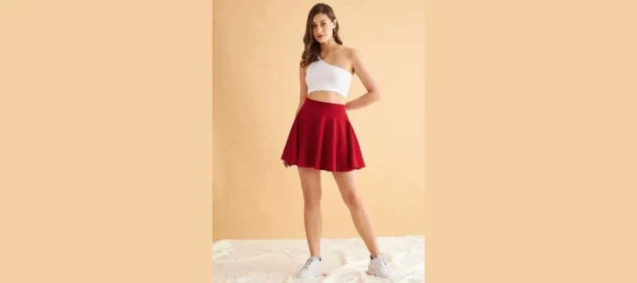 red mini skirt