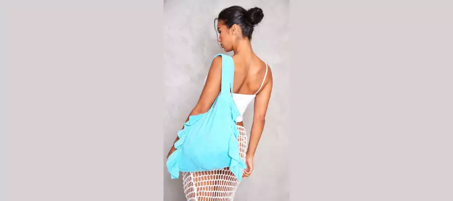 Turquoise Towel Frill Tote Bag