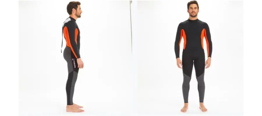 Sewn-glued neoprene wetsuits for men