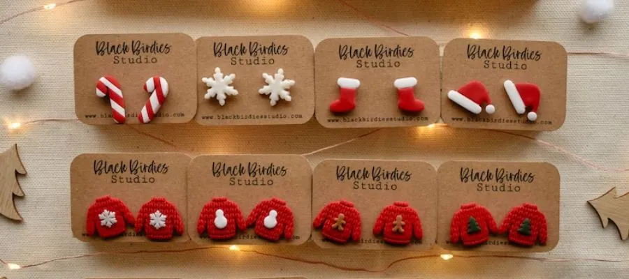 Christmas polymer clay earring studs