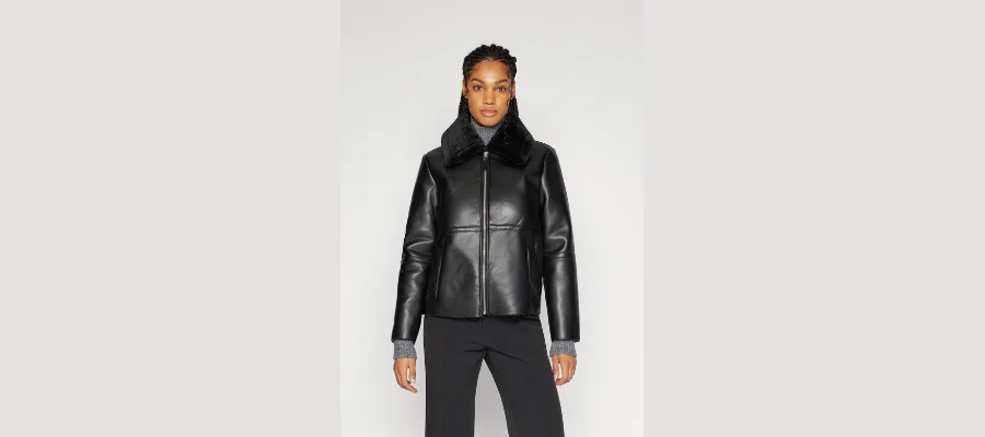 Faux Shearling Jacket - Winter jacket - black