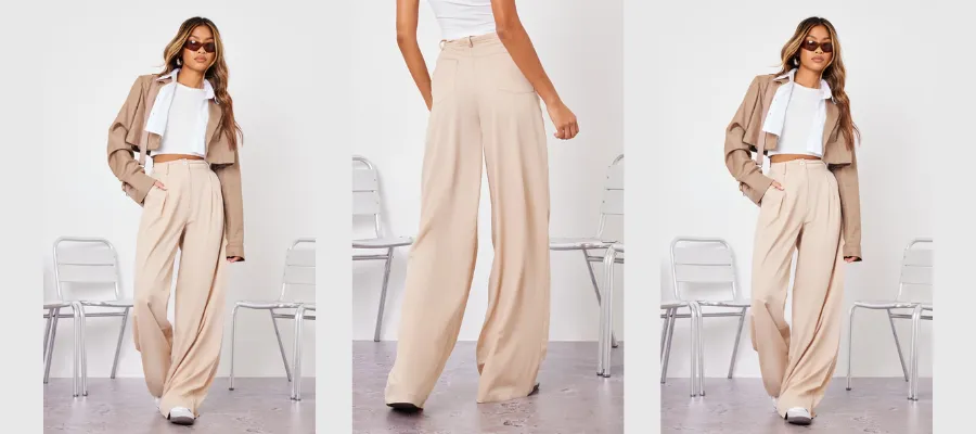 NATURAL STONE FLOATY TAILORED WIDE LEG TROUSERS