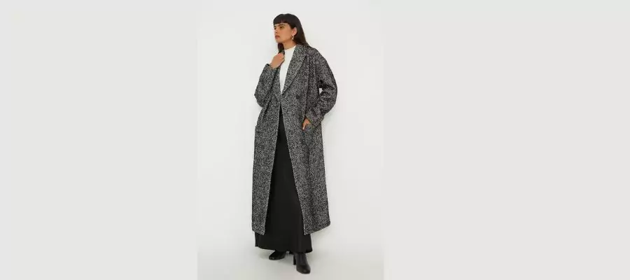 Tall Maxi Herringbone Double-Breasted Coat