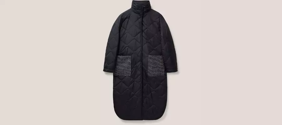 Quilted Funnel Neck Coat
