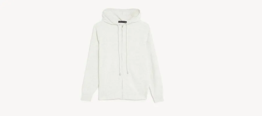 Soft Touch Textured Zip-Up Relaxed Hoodie