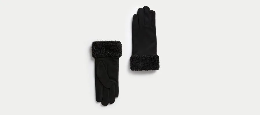 Faux Sheepskin Cuffed Gloves