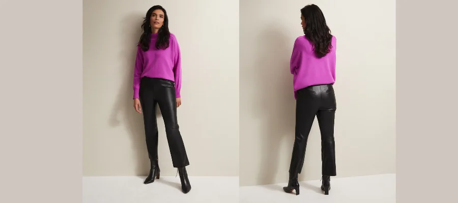 Leather Look Slim Fit Cropped Trousers 