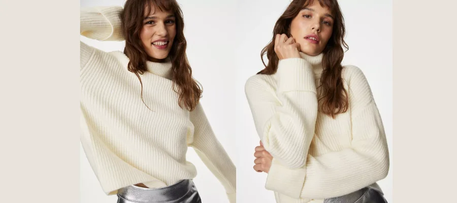 Recycled Blend Ribbed Roll Neck Jumper
