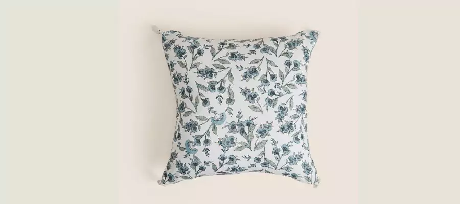 Pure Cotton Floral Tassled Cushion