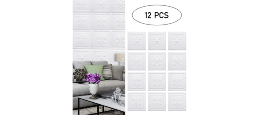12X Embossment 3D Pvc Wall Sticker - White