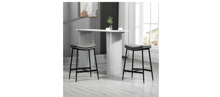 Bar Stools Set of 2 Industrial Barstools with Curved Seat