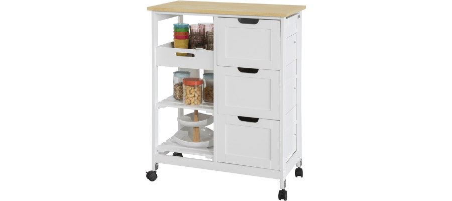 Kitchen Trolley with 2 shelves and 3 Drawers 