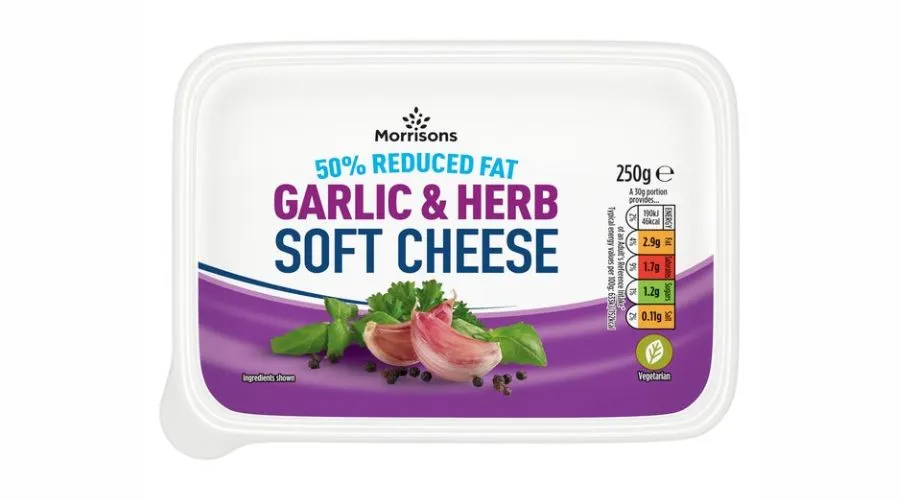 Morrisons 50% Less Fat Garlic & Herb Cheese