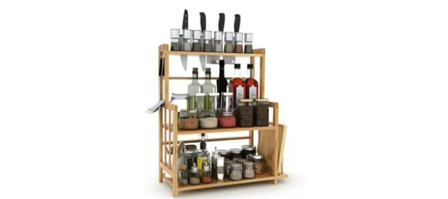 Bamboo Spice Rack Holder Kitchen Shelf - Brown by STACCATO