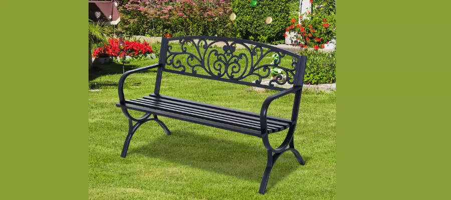 Black 2 Seater Metal Garden Bench