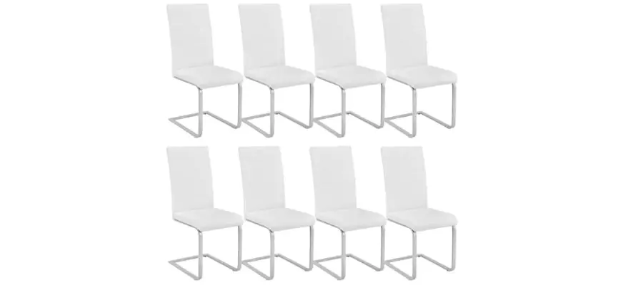 Cantilevered Dining Chairs Set Of 8 - White