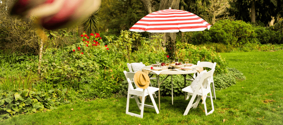 picnic tables with umbrella