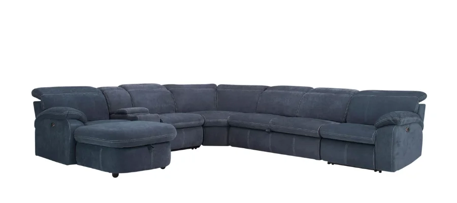 Enbright Microfiber 6-pc. Power-Reclining Sectional w Pop-Up Sleeper