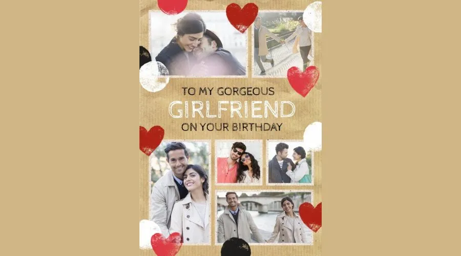 Hearts To My Gorgeous Girlfriend Photo upload Birthday Card