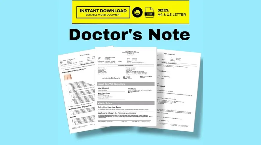 Personalised Medical Absence Doctor’s Note, Highly Customizable & Confidential, editable PDF