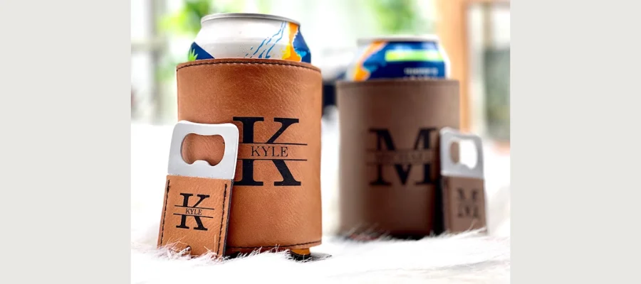 Personalized Can Cooler with Bottle Opener