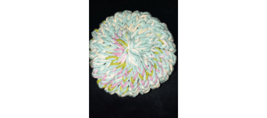 Round Loom Knit Cotton Pouf/Sponge