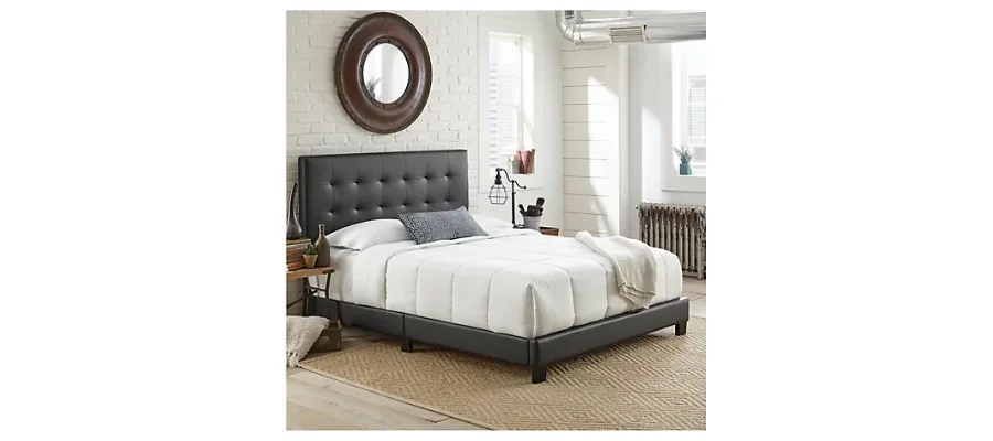 Boyd Sleep Roma Timeless Tufted Faux Leather Platform Bed Frame- Queen | HerMagic