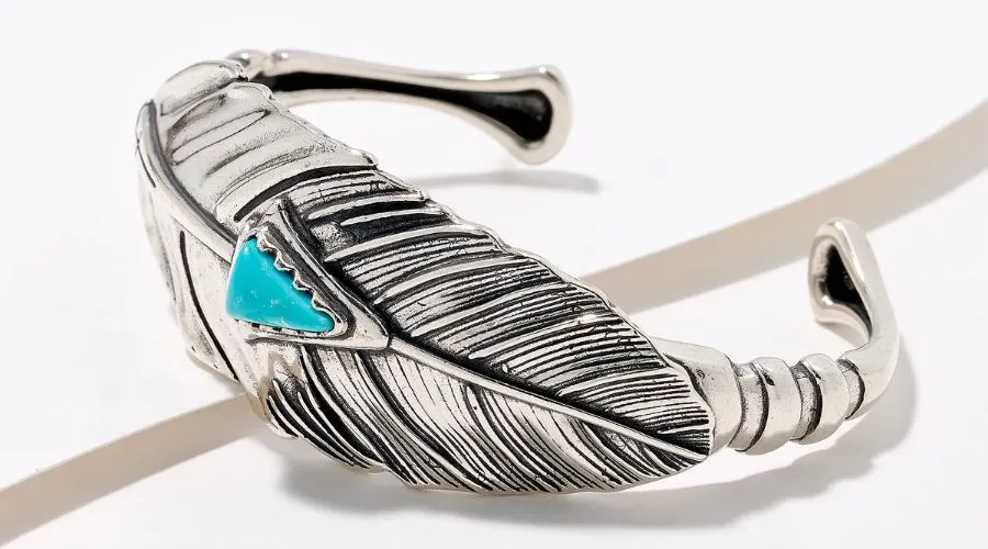 Fritz Casuse Turquoise Feather Cuff