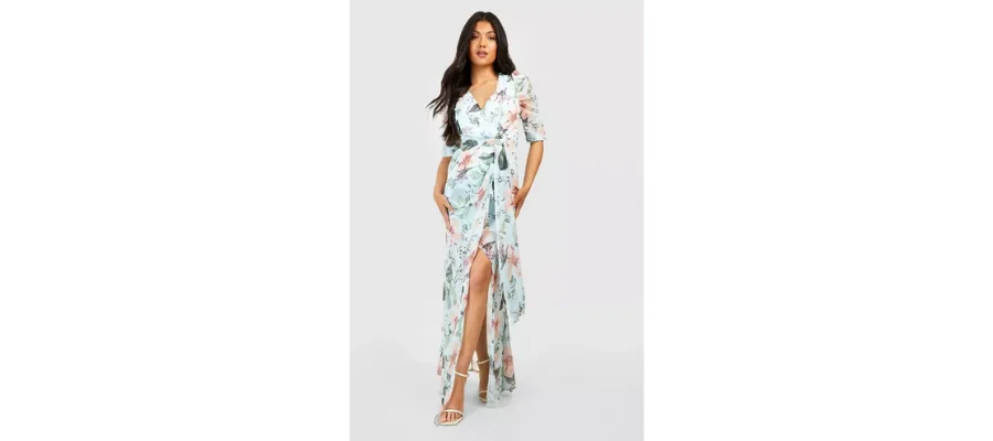 Maternity Occasion Floral Puff Sleeve Maxi Dress | HerMagic