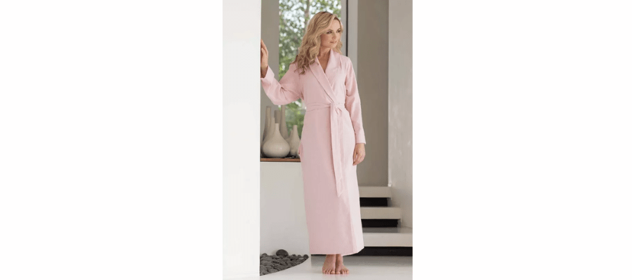 Powder Pink 'Herringbone' Brushed Cotton Women's Dressing Gown