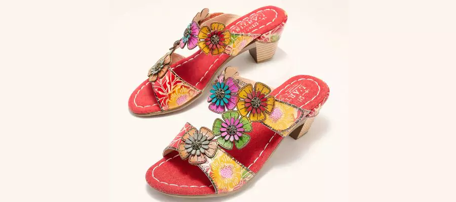 L'Artiste by Spring Step Leather Heeled Slide Sandals - Summer fun