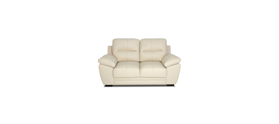 Conforama Richard 2-seater beige leather sofa | Hermagic