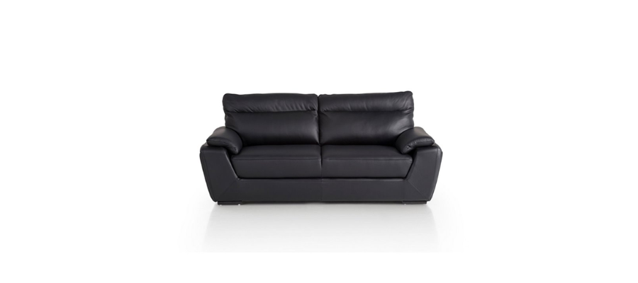 BRANDY 2-Seater Leather Sofa in Black