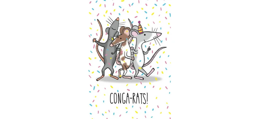 Congrats Rats Confetti Pun Card