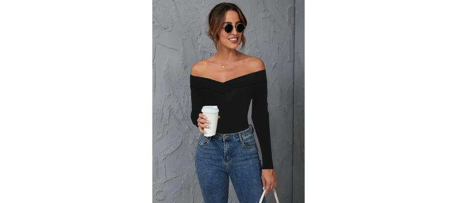 Elegant Off-Shoulder Long Sleeve T-Shirt 