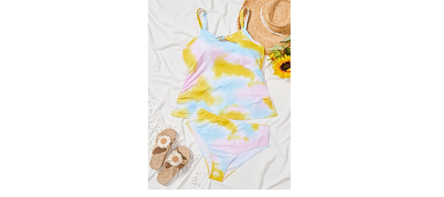 Summer Two-Piece Clothing with Tie-Dyed Printed Tancini Set