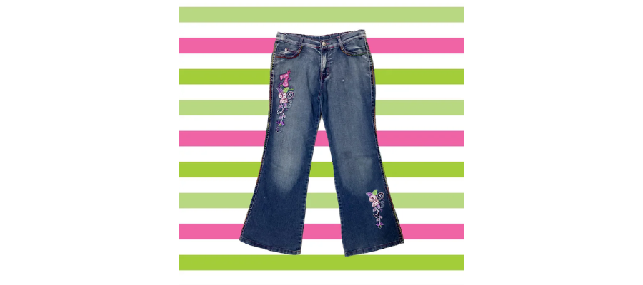 Y2K McBling 2000s Vintage Grunge Low-Rise Flare Jeans