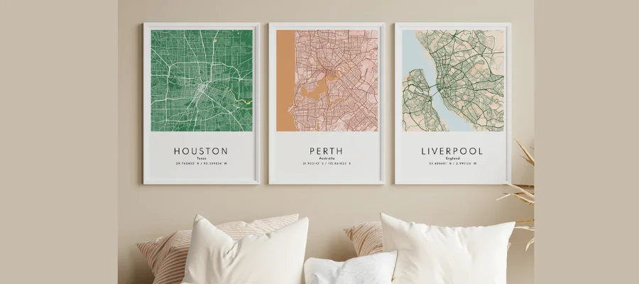 Set of 3 Custom Maps – Personalized City Prints